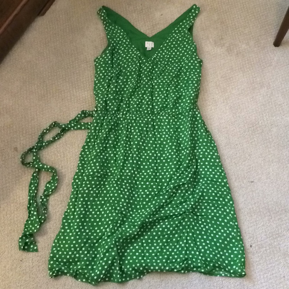 Green polka dot dress
